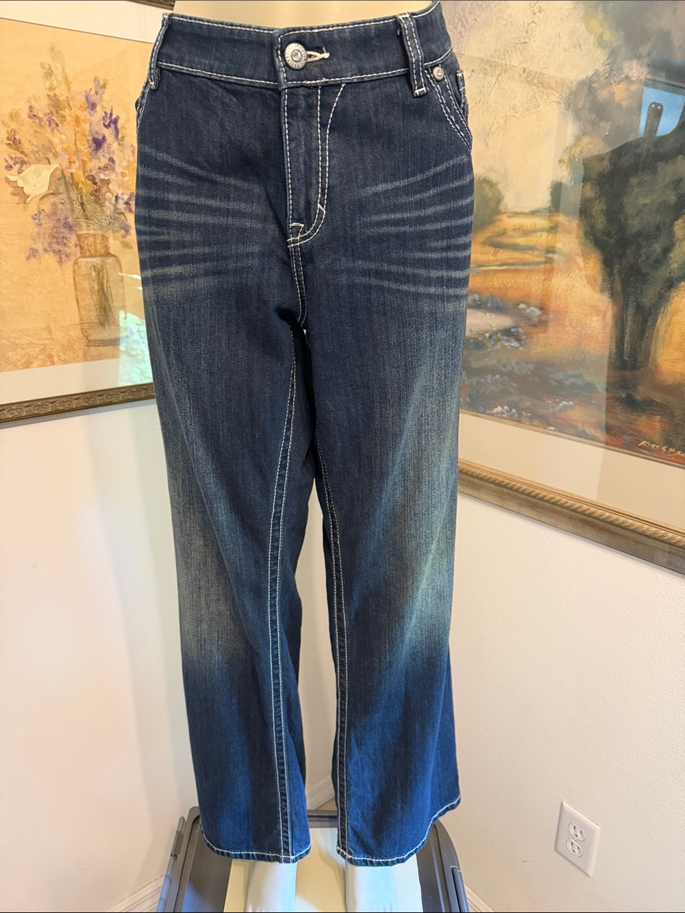 NWT HARLEY-DAVIDSON Dark Blue Women’s Curvy Bootcut Bling Jeans SZ 20